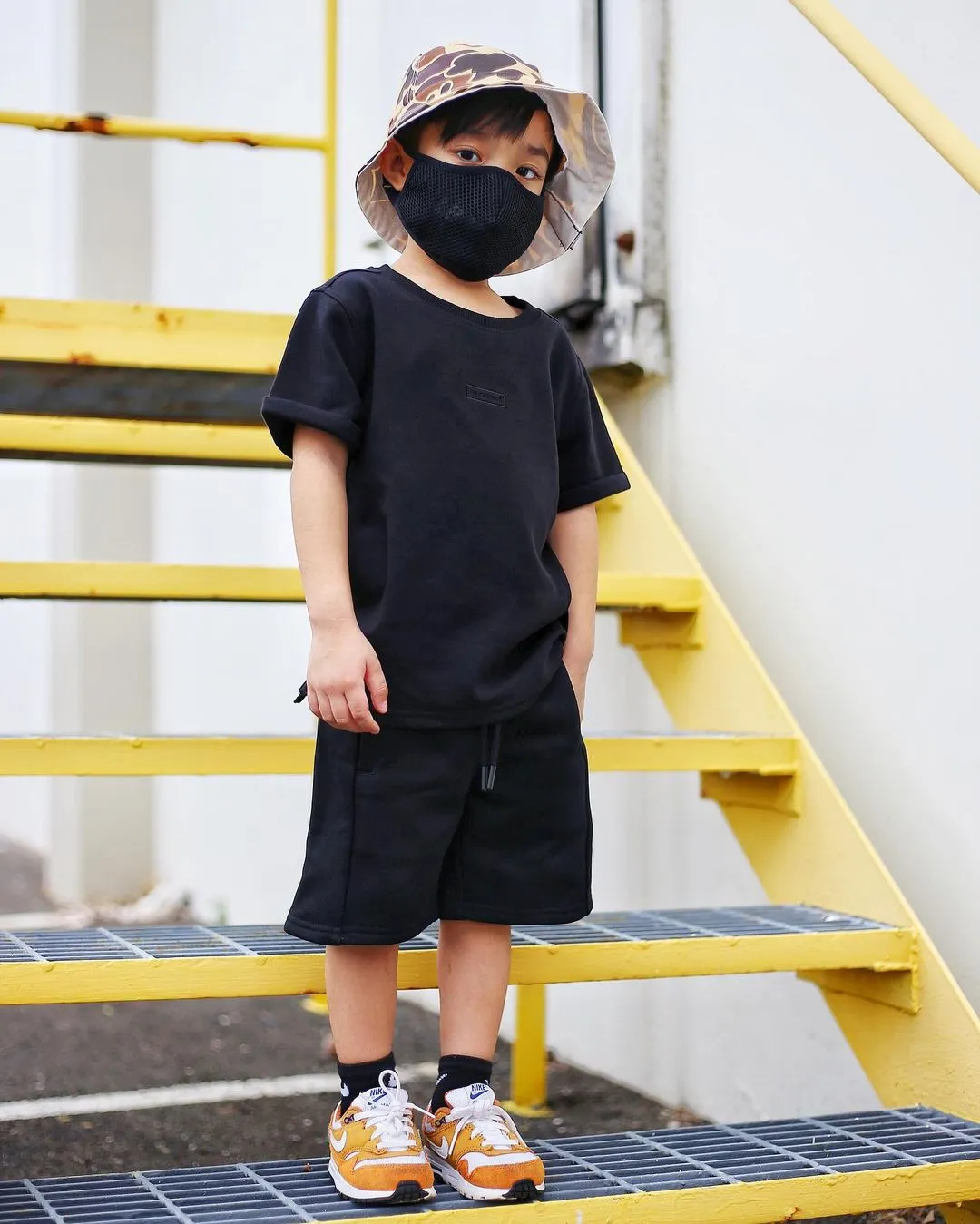 Lil Homme Kid's Commando Short Sleeve T-Shirt Black