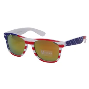 Mechaly Wayfarer Style USA flag Sunglasses with Yellow mirrored Lens