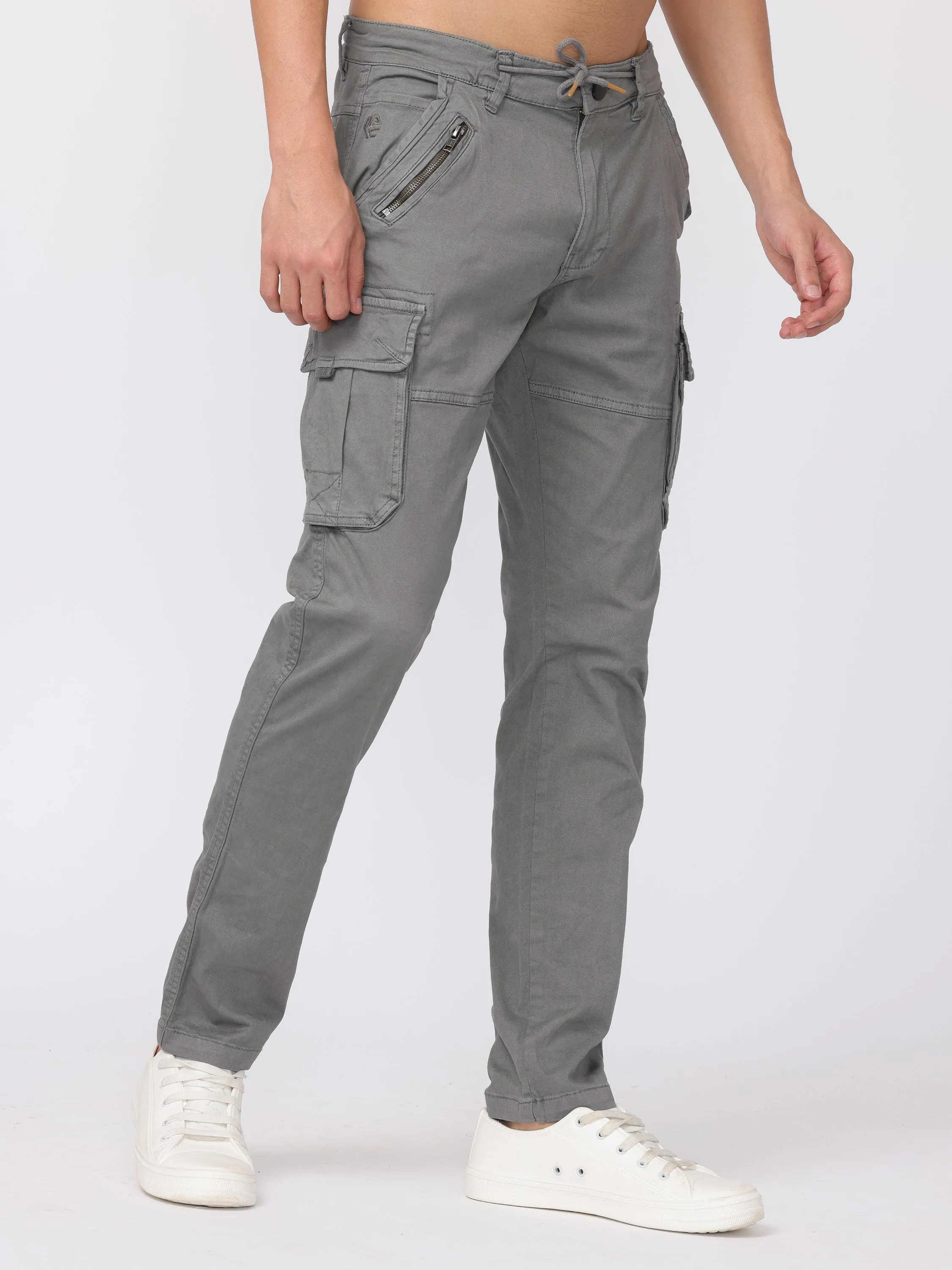 Men Grey Regular Fit Cargo Pants