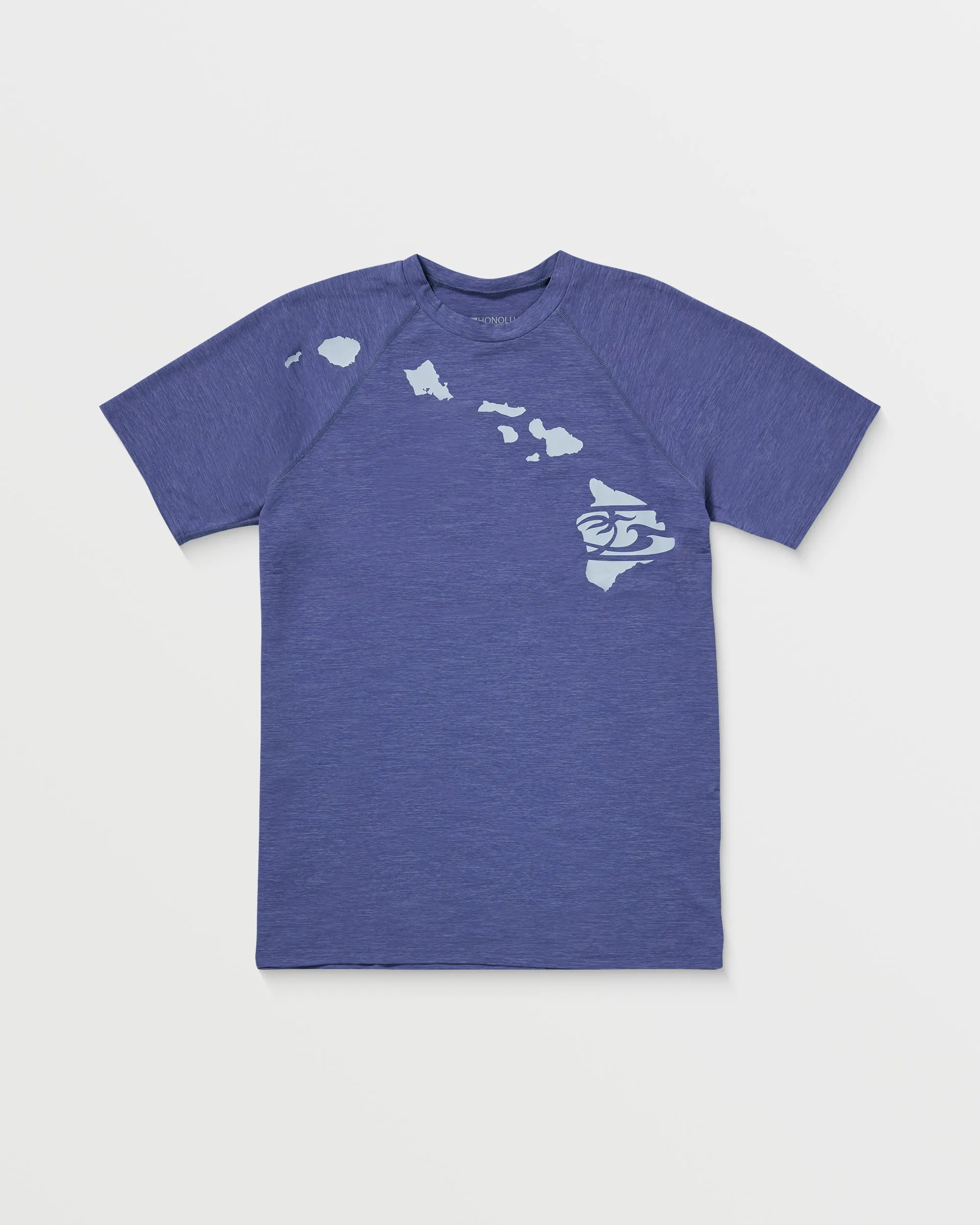 Mens Heathered Link Short Sleeve Rashguard - Navy Heather