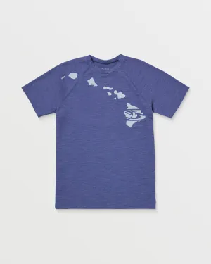 Mens Heathered Link Short Sleeve Rashguard - Navy Heather