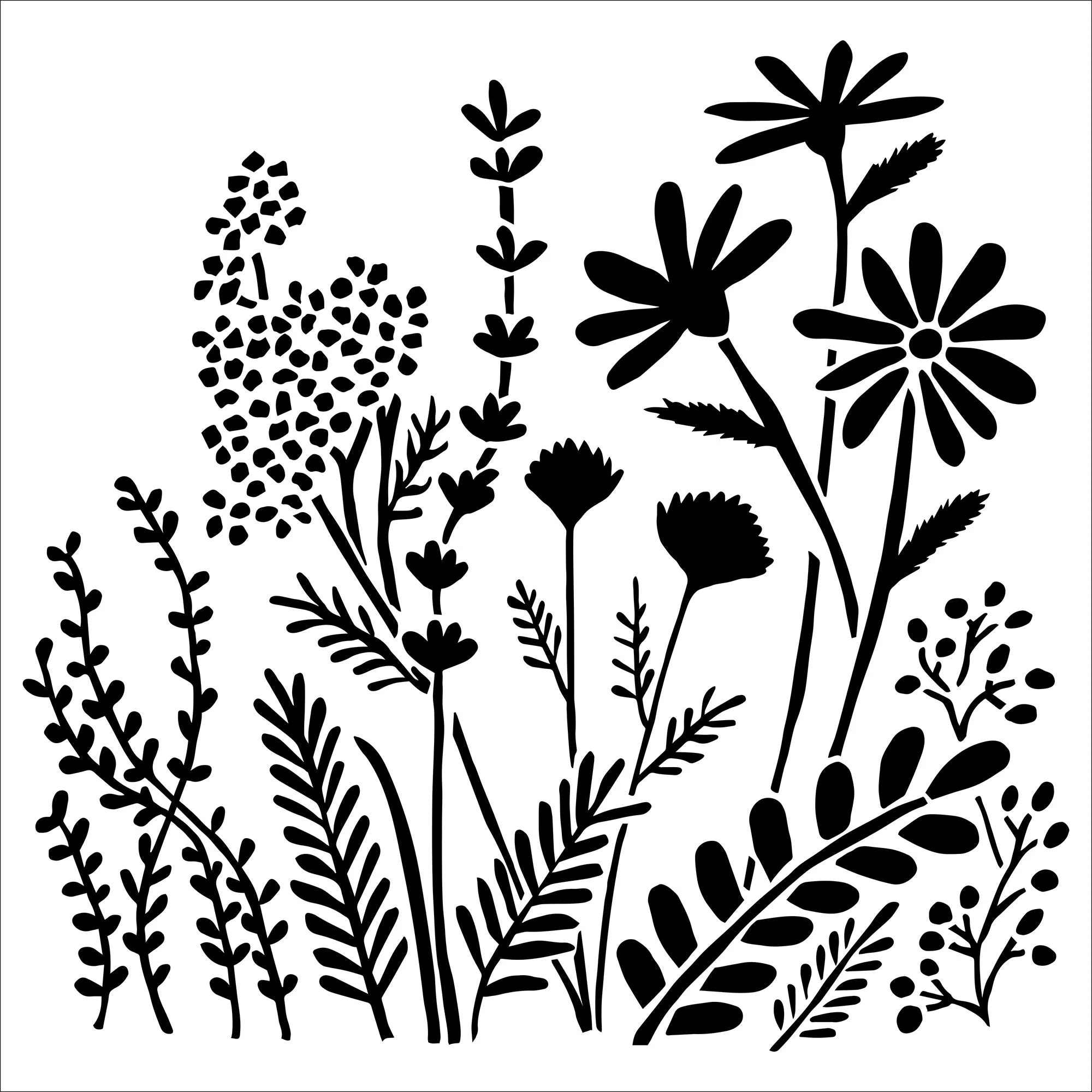 Mixed Media Stencil - Summer Meadow, 6 x 6 in