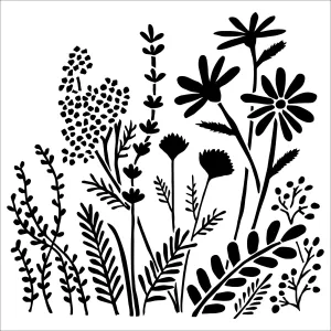 Mixed Media Stencil - Summer Meadow, 6 x 6 in