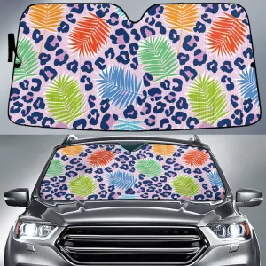 Multicolor Acera Palm Leaves Purple Leopard Skin Pattern Car Sun Shades Cover Auto Windshield Coolspod