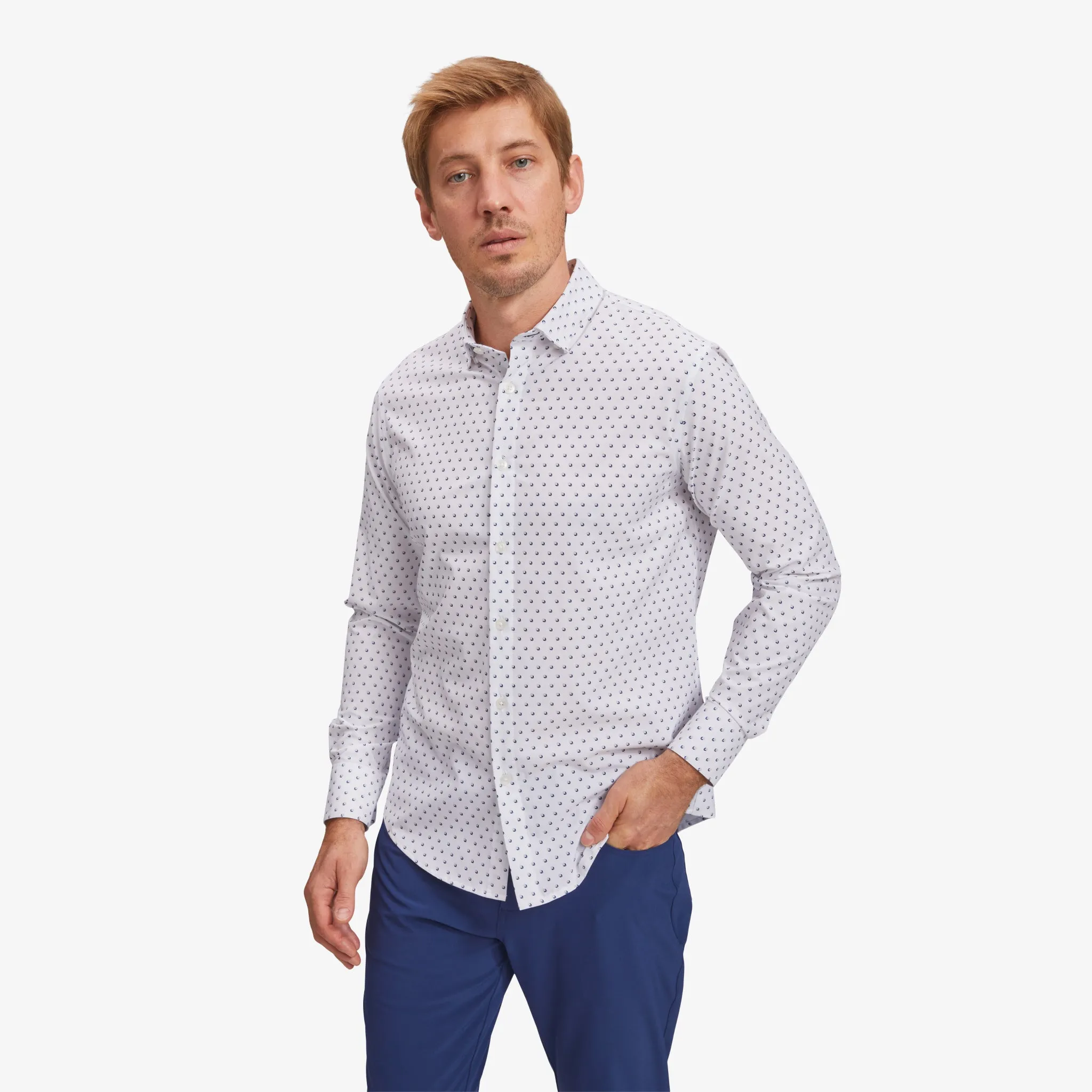 Navy Gray Geo Box Print