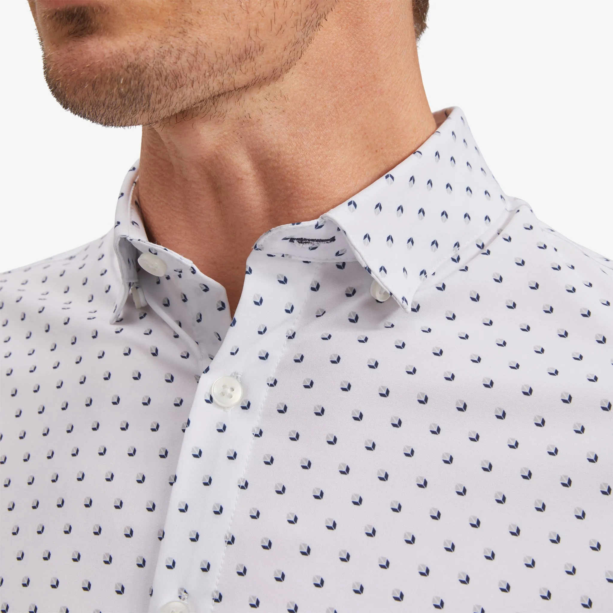 Navy Gray Geo Box Print