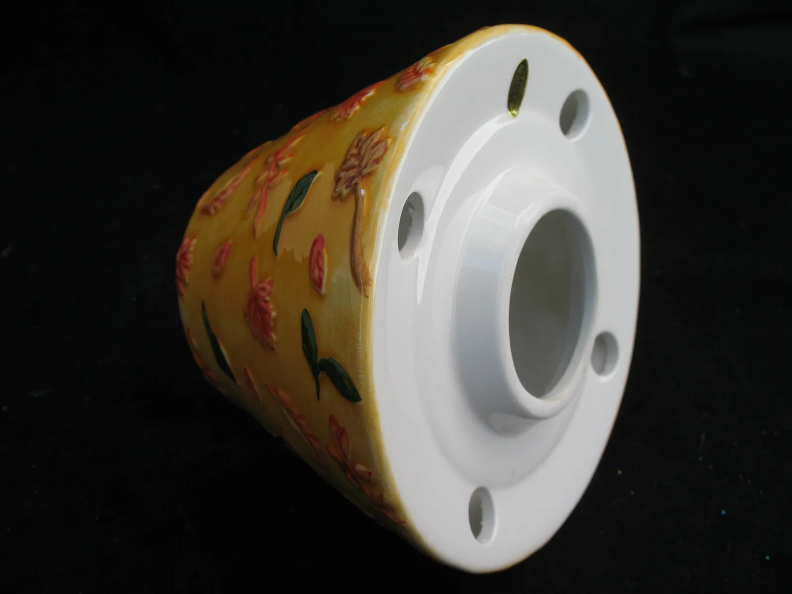NEW Garden FLOWERS FLORAL YELLOW PAINTED CERAMIC Candle Lamp SHADE CANDLESHADE