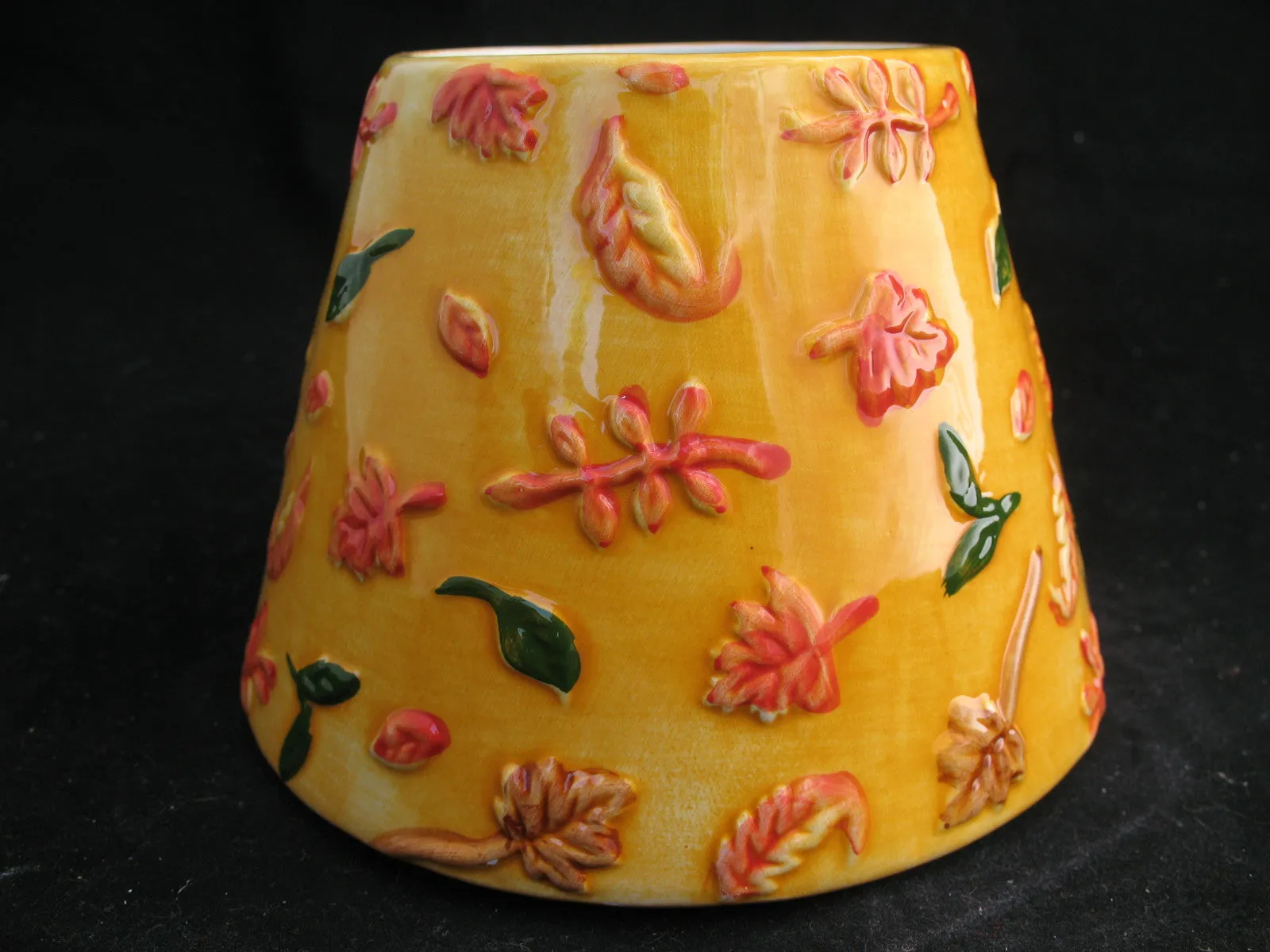 NEW Garden FLOWERS FLORAL YELLOW PAINTED CERAMIC Candle Lamp SHADE CANDLESHADE