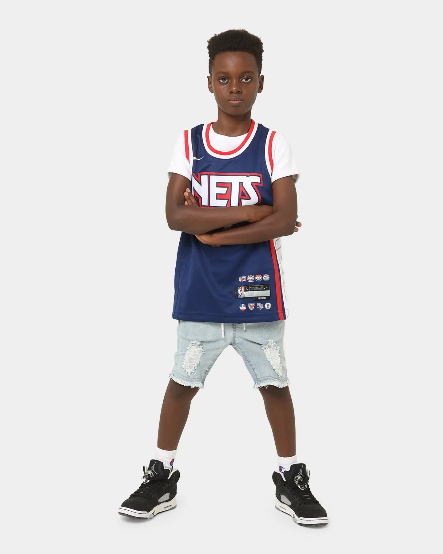 Nike Kids' Brooklyn Nets Kevin Durant #7 City Edition Swingman Jersey Midnight Navy