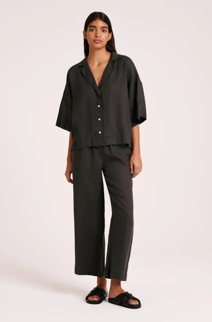 Nude Lucy - Lounge Linen Crop Pant (Coal)