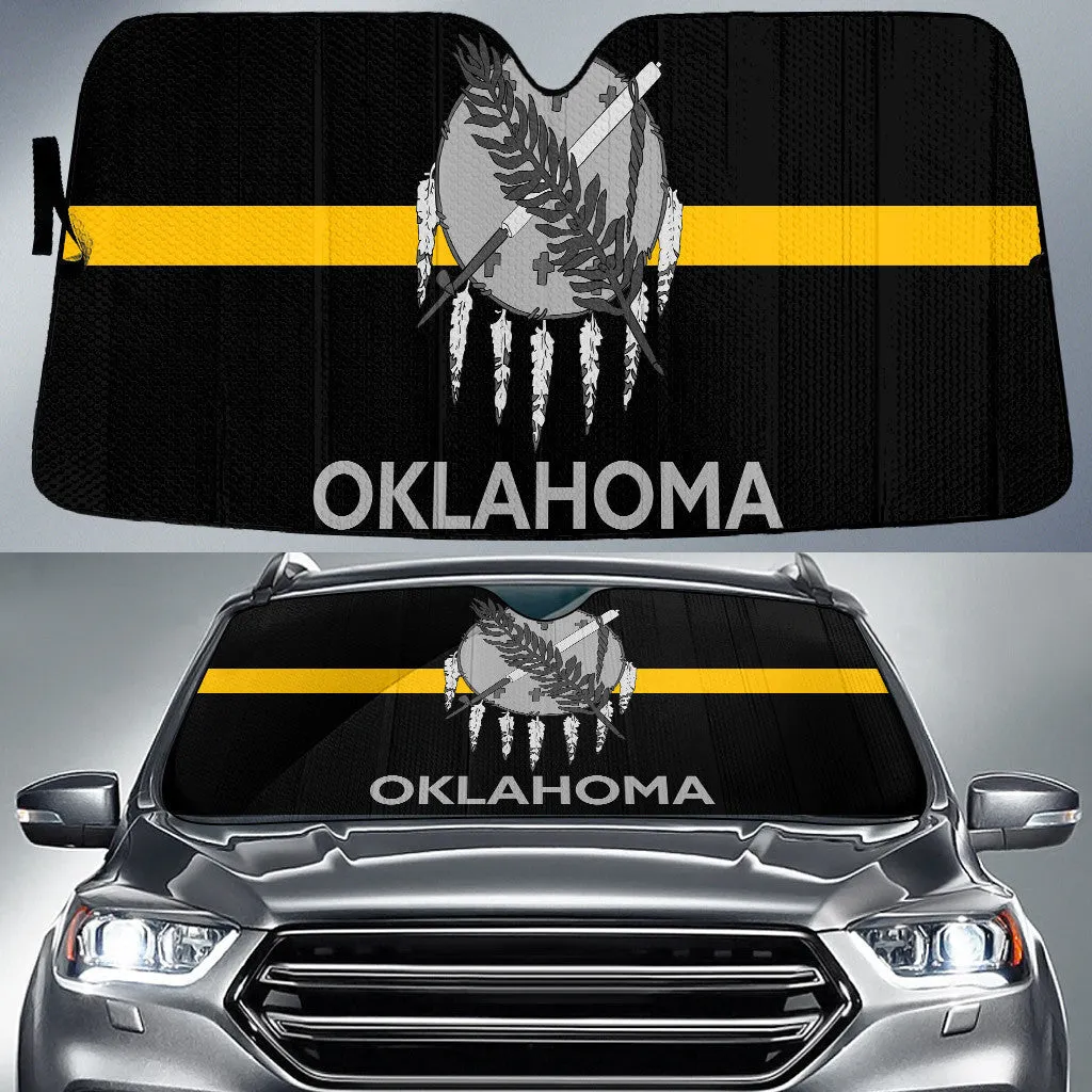 Oklahoma State Flag Thin Yellow Line Printed Car Sun Shades Cover Auto Windshield Coolspod