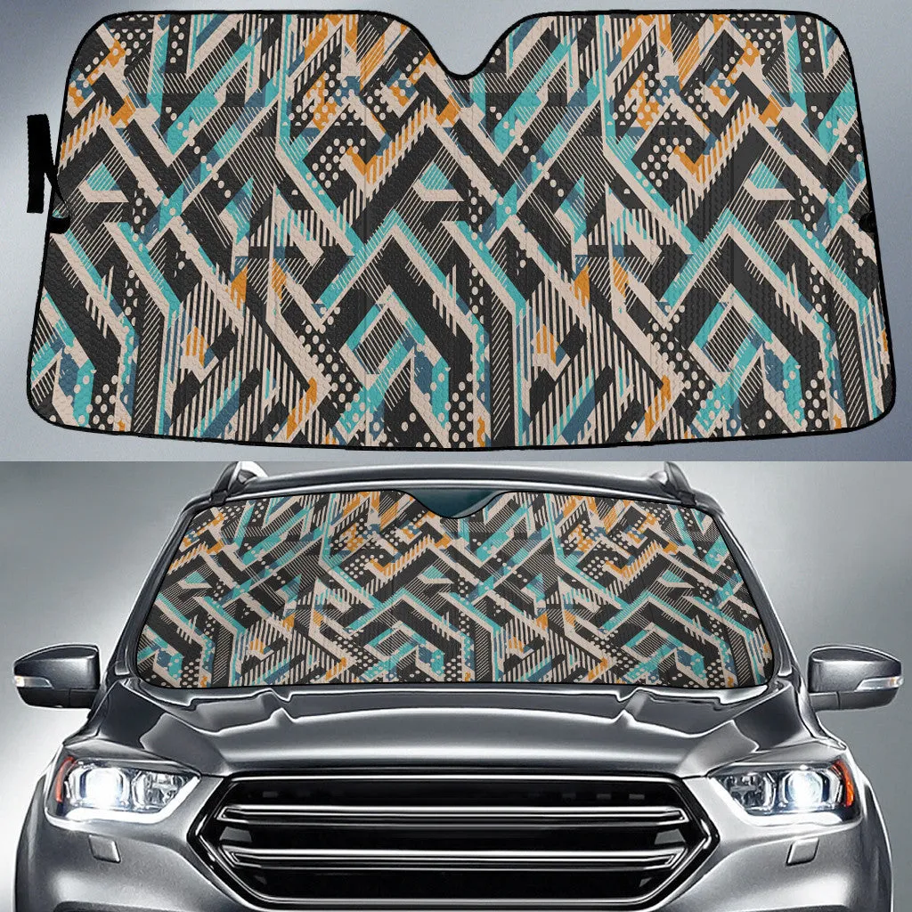 Orange And Blue Graffiti Geometric Shapes Dot Pattern Car Sun Shades Cover Auto Windshield Coolspod