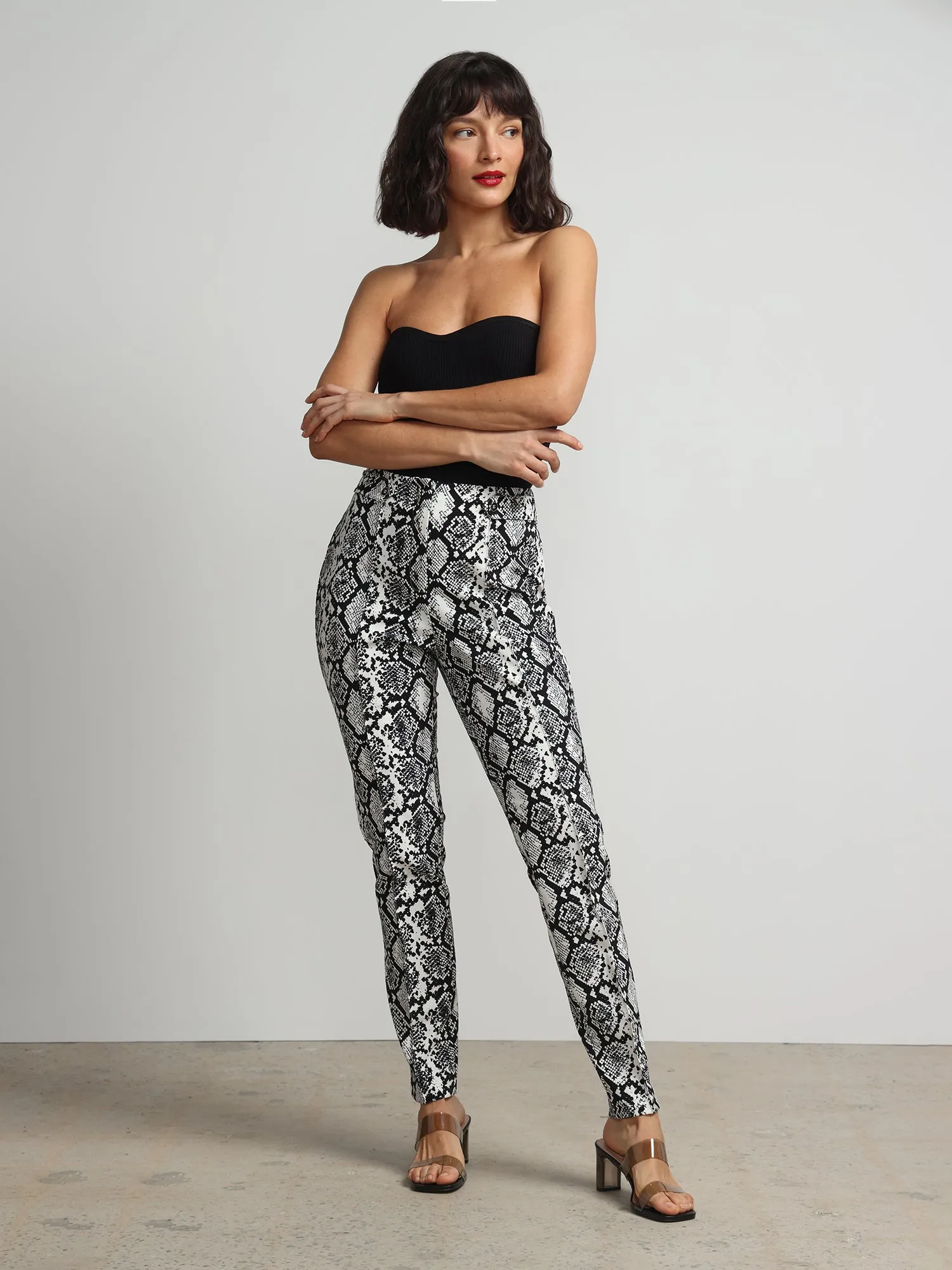 Petite Snake Print High Rise Slim Leg Ankle Pant - Fit To Flatter