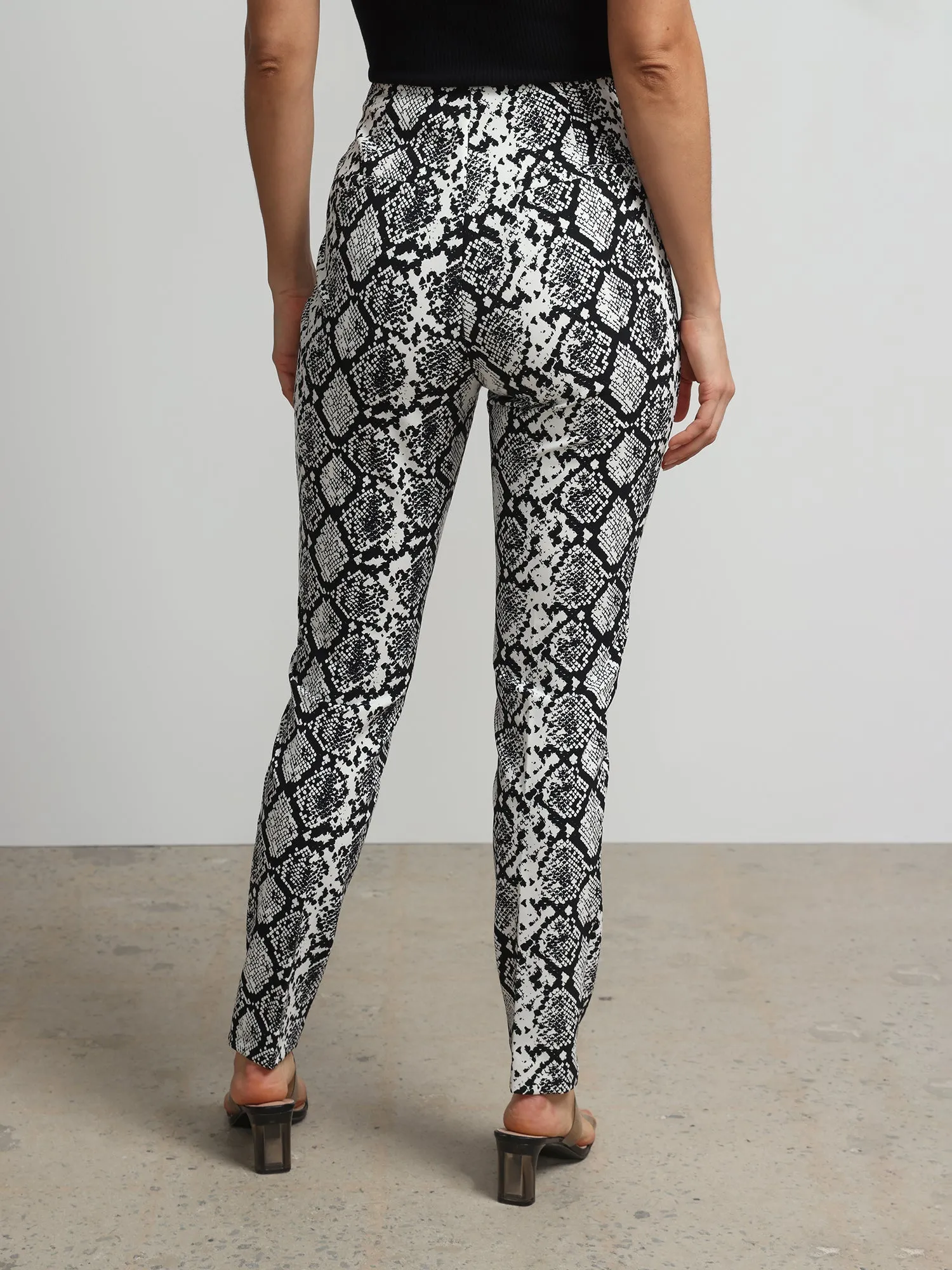 Petite Snake Print High Rise Slim Leg Ankle Pant - Fit To Flatter