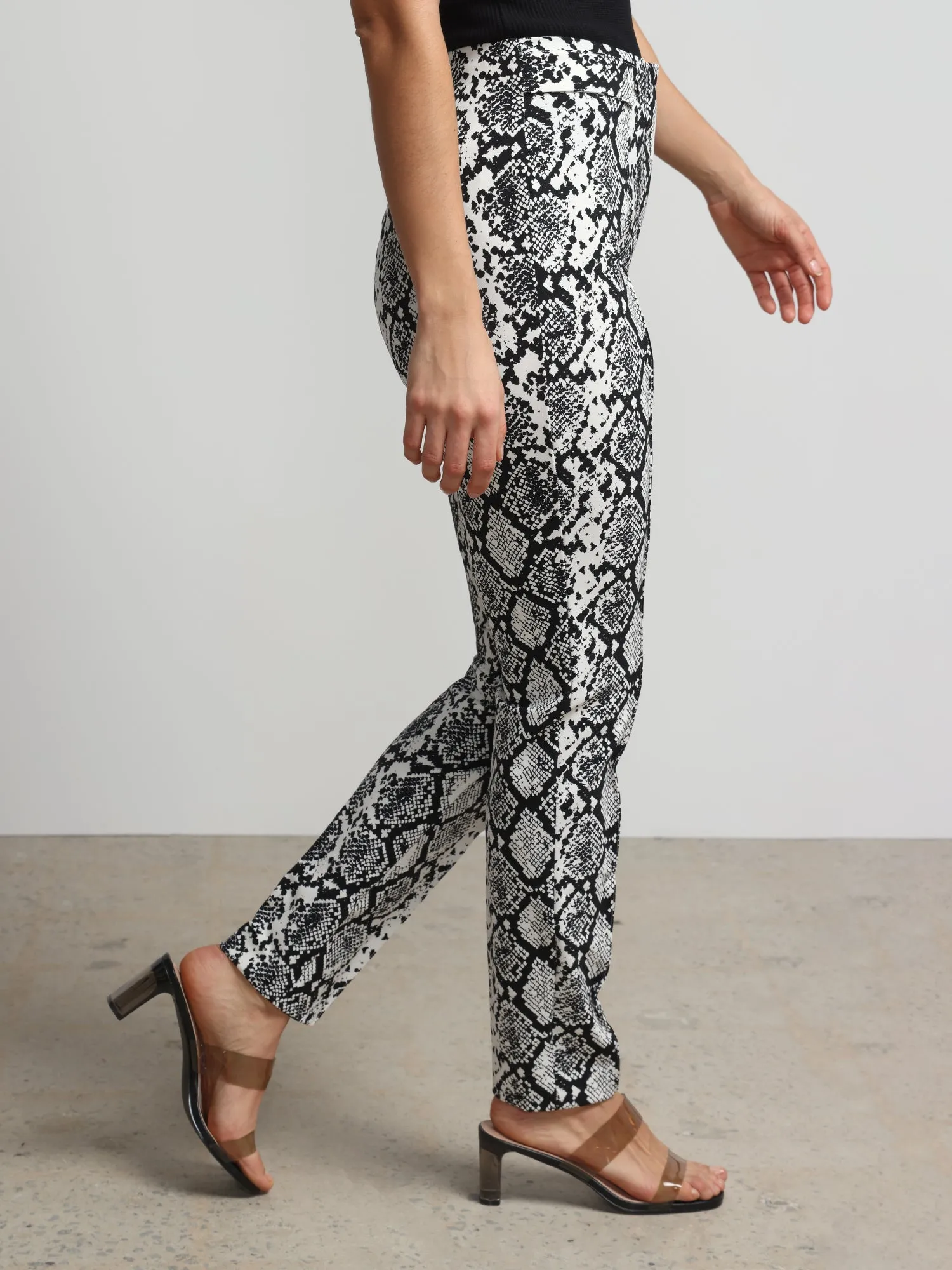 Petite Snake Print High Rise Slim Leg Ankle Pant - Fit To Flatter