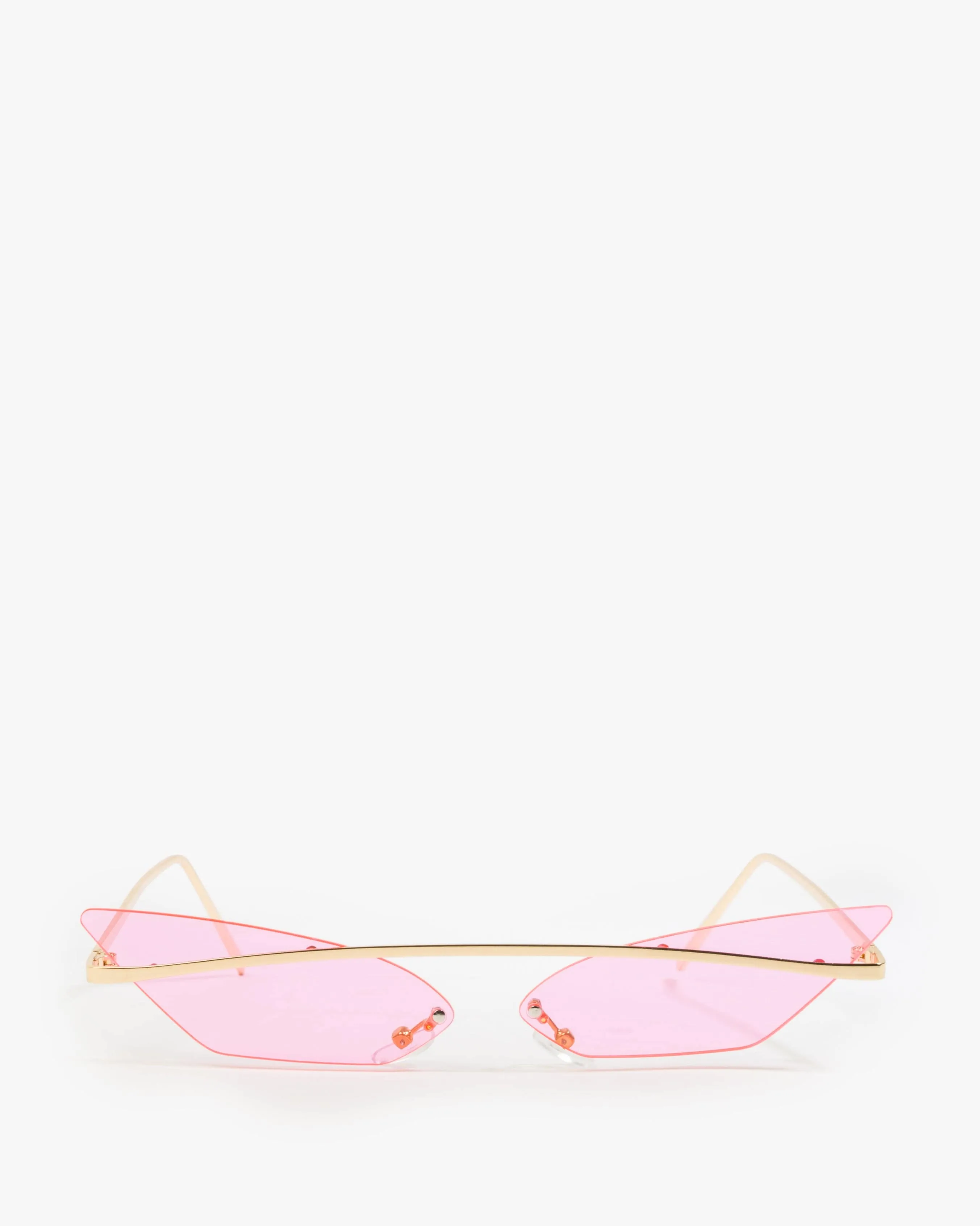 Pink Pointed Cat-Eye Metal Frame Sunglasses