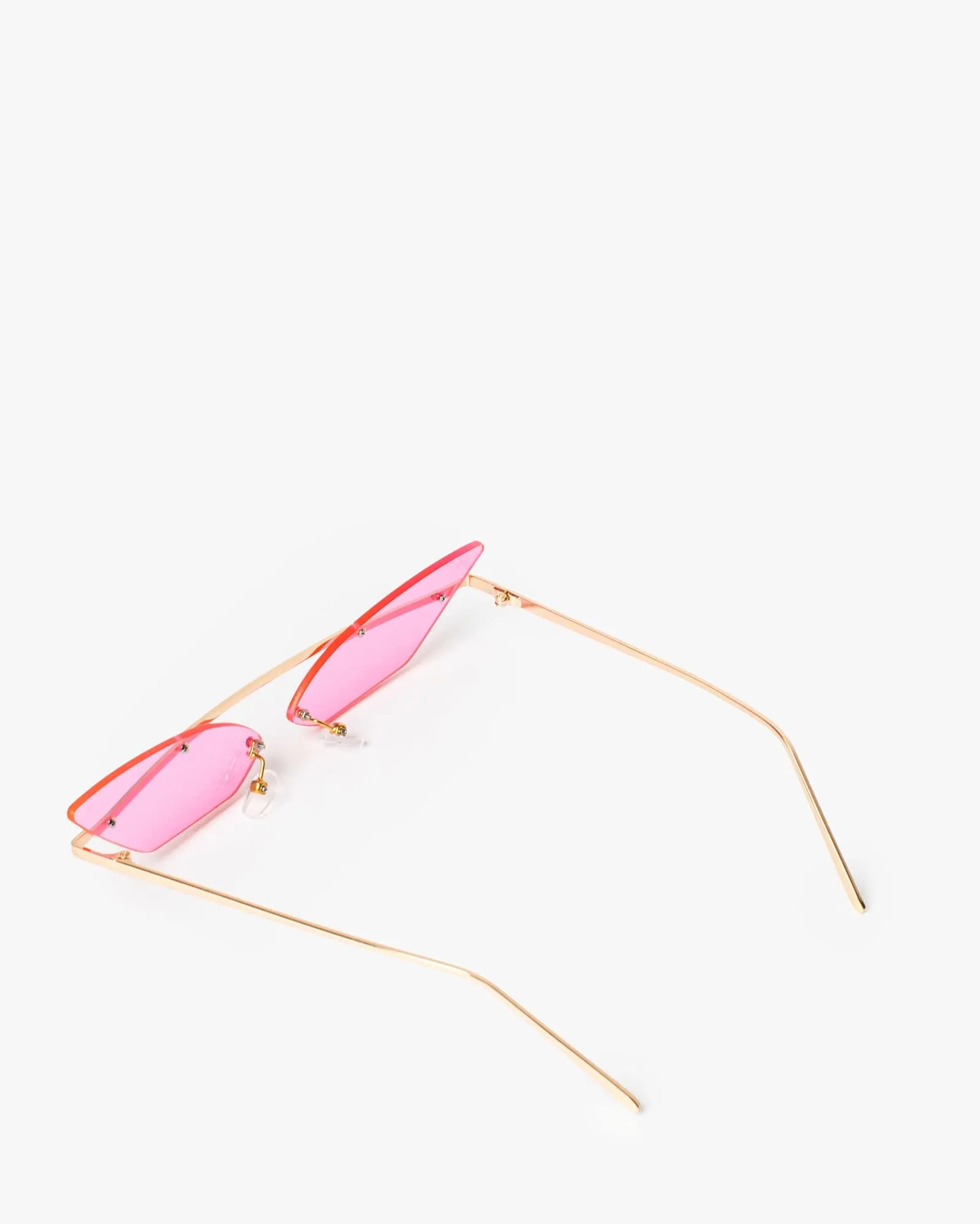 Pink Pointed Cat-Eye Metal Frame Sunglasses