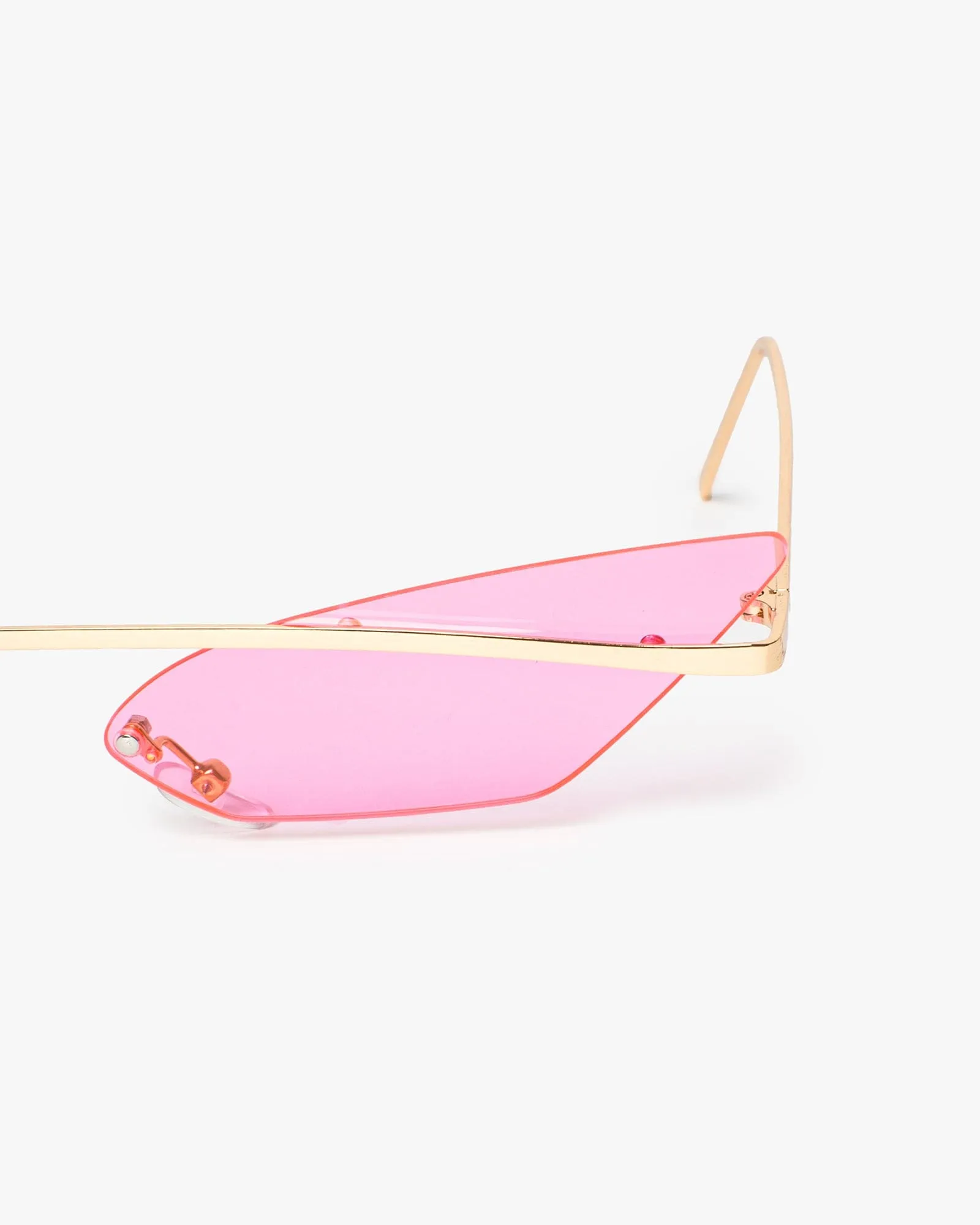 Pink Pointed Cat-Eye Metal Frame Sunglasses