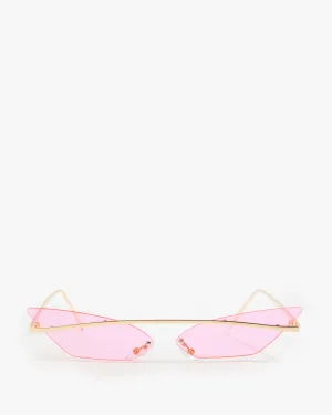 Pink Pointed Cat-Eye Metal Frame Sunglasses