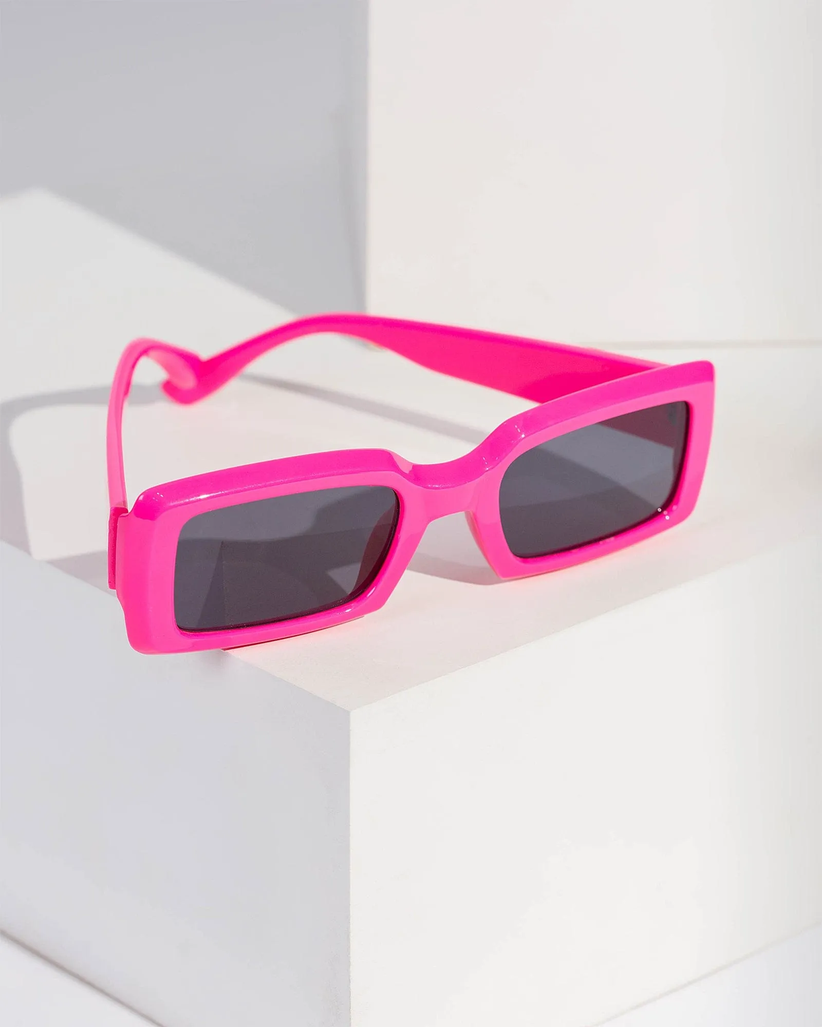 Pink Rectangle Coloured Sunglasses