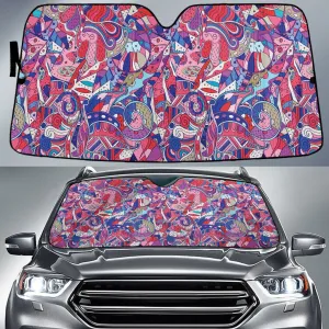 Pinky Red Color Flowers Paisley Texture Dot Theme Car Sun Shades Cover Auto Windshield Coolspod
