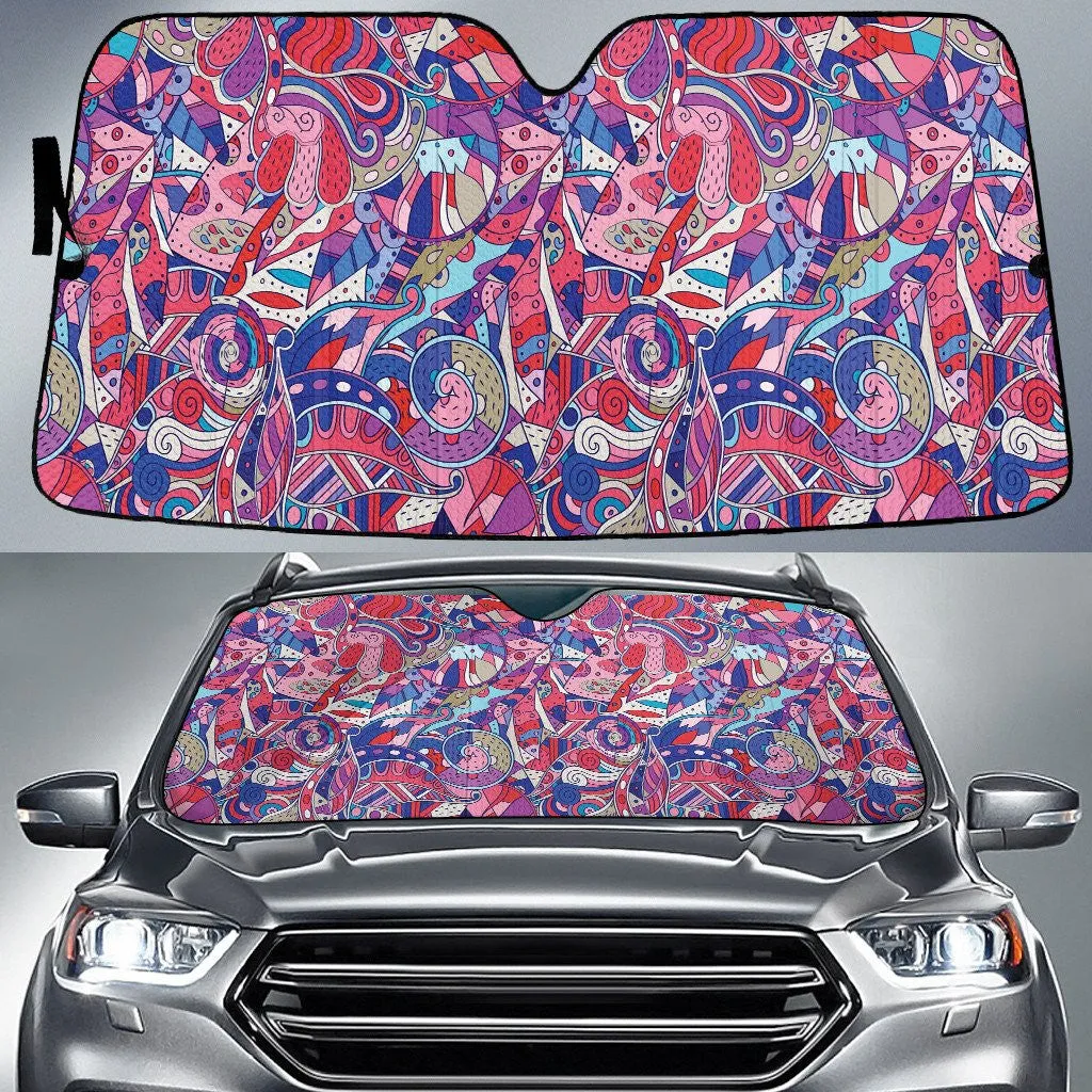Pinky Red Color Flowers Paisley Texture Dot Theme Car Sun Shades Cover Auto Windshield Coolspod