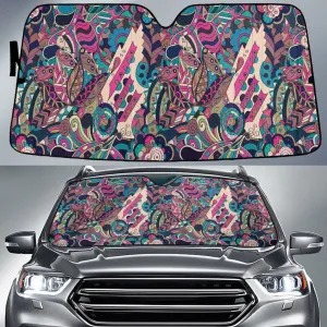 Pinky Tone Color Flowers Paisley Texture Dot Theme Car Sun Shades Cover Auto Windshield Coolspod