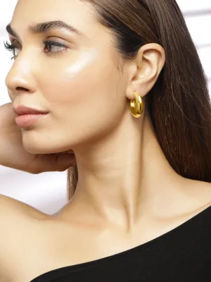Rubans Voguish 18K Gold Plated Stainless Steel Tarnish-Free Waterproof Demi-Fine Hoop Earrings
