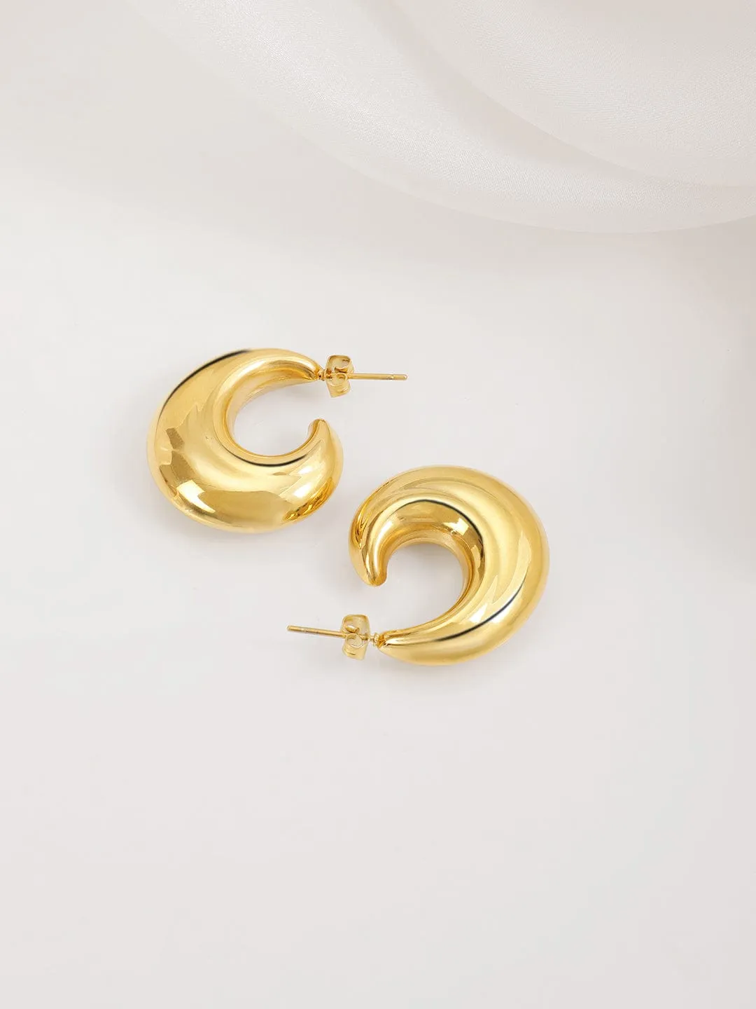 Rubans Voguish 18K Gold Plated Stainless Steel Tarnish-Free Waterproof Demi-Fine Hoop Earrings