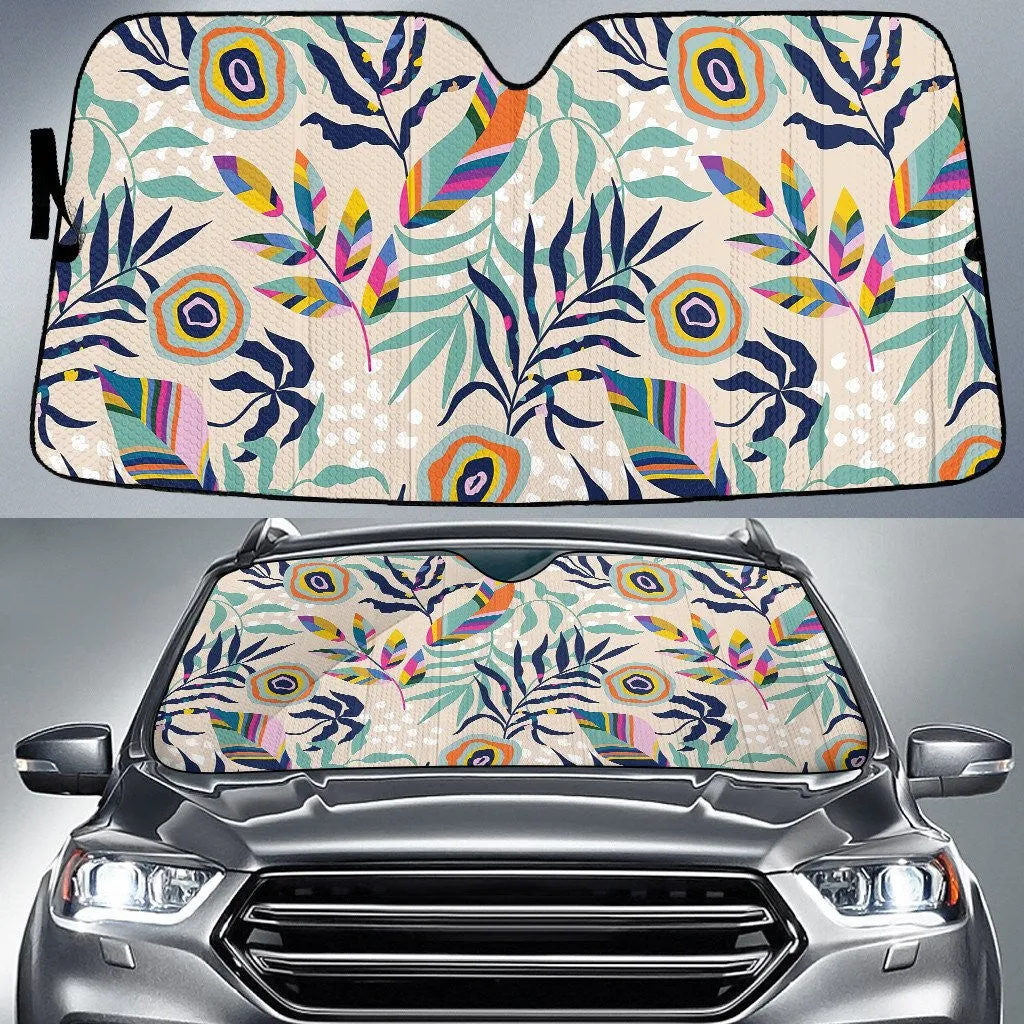 Sea And Land Texture Tropical Palm Leave Classic Dot Theme Car Sun Shades Cover Auto Winshield Coolspod