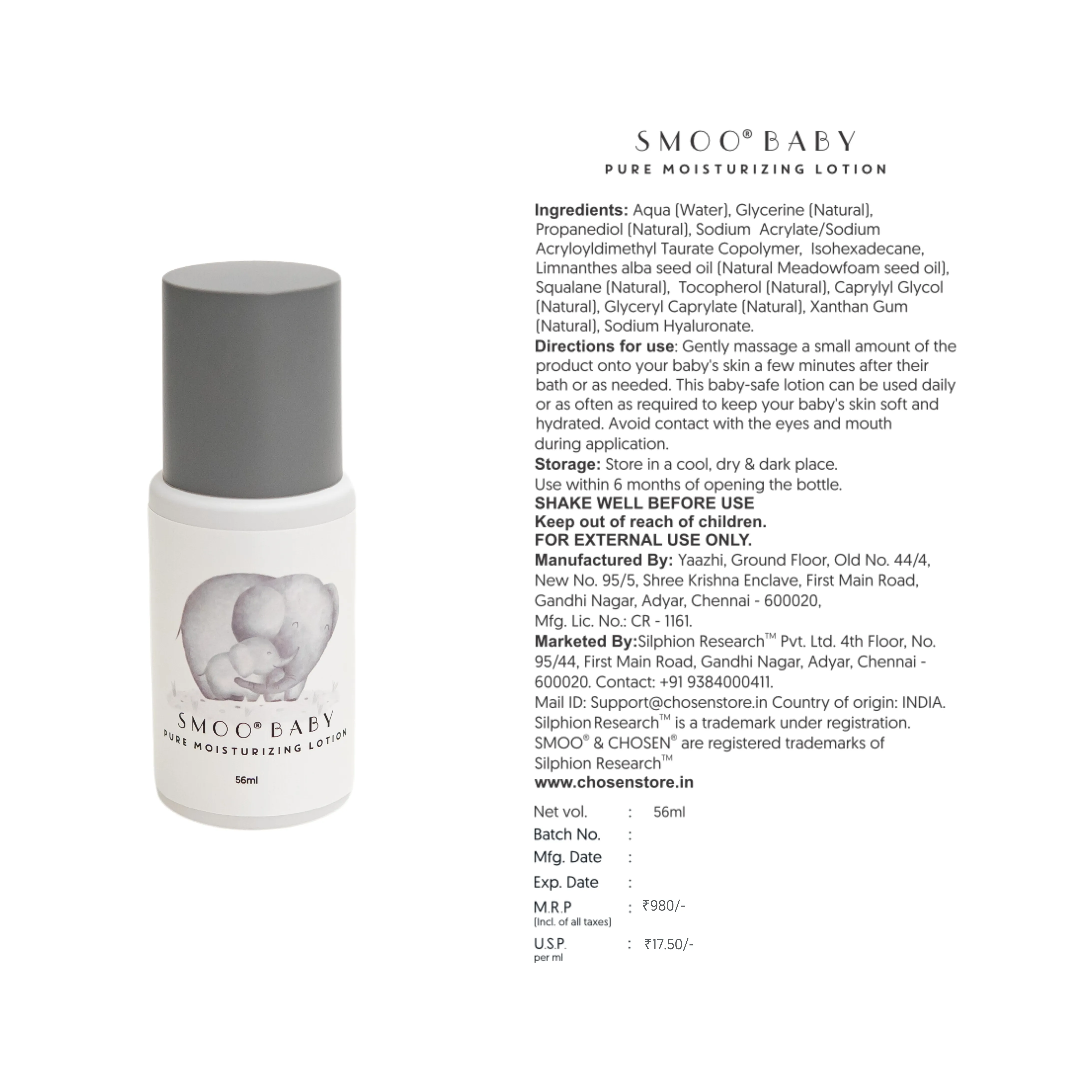 SMOO® Baby Pure Moisturizing Lotion