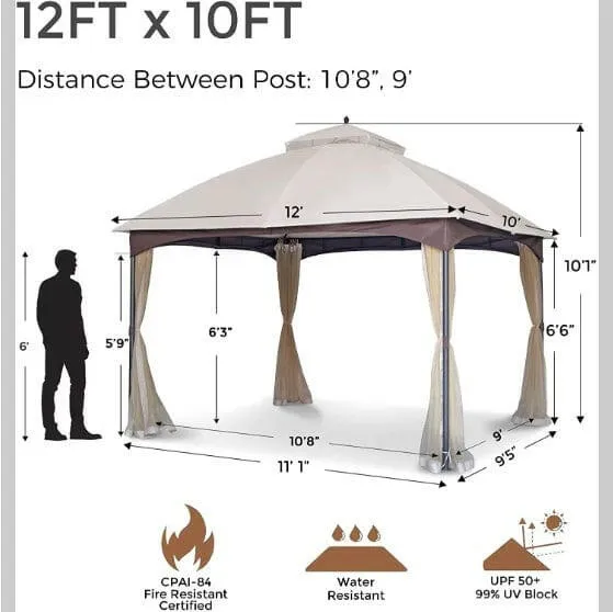Soft-topped Metal Gazebo With Mosquito Nets And Sun Blinds