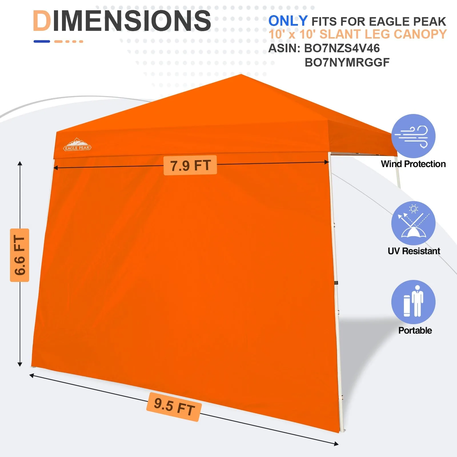 Sunwall / Sidewall for 10x10 Slant Leg Canopy Only, 1 Sidewall