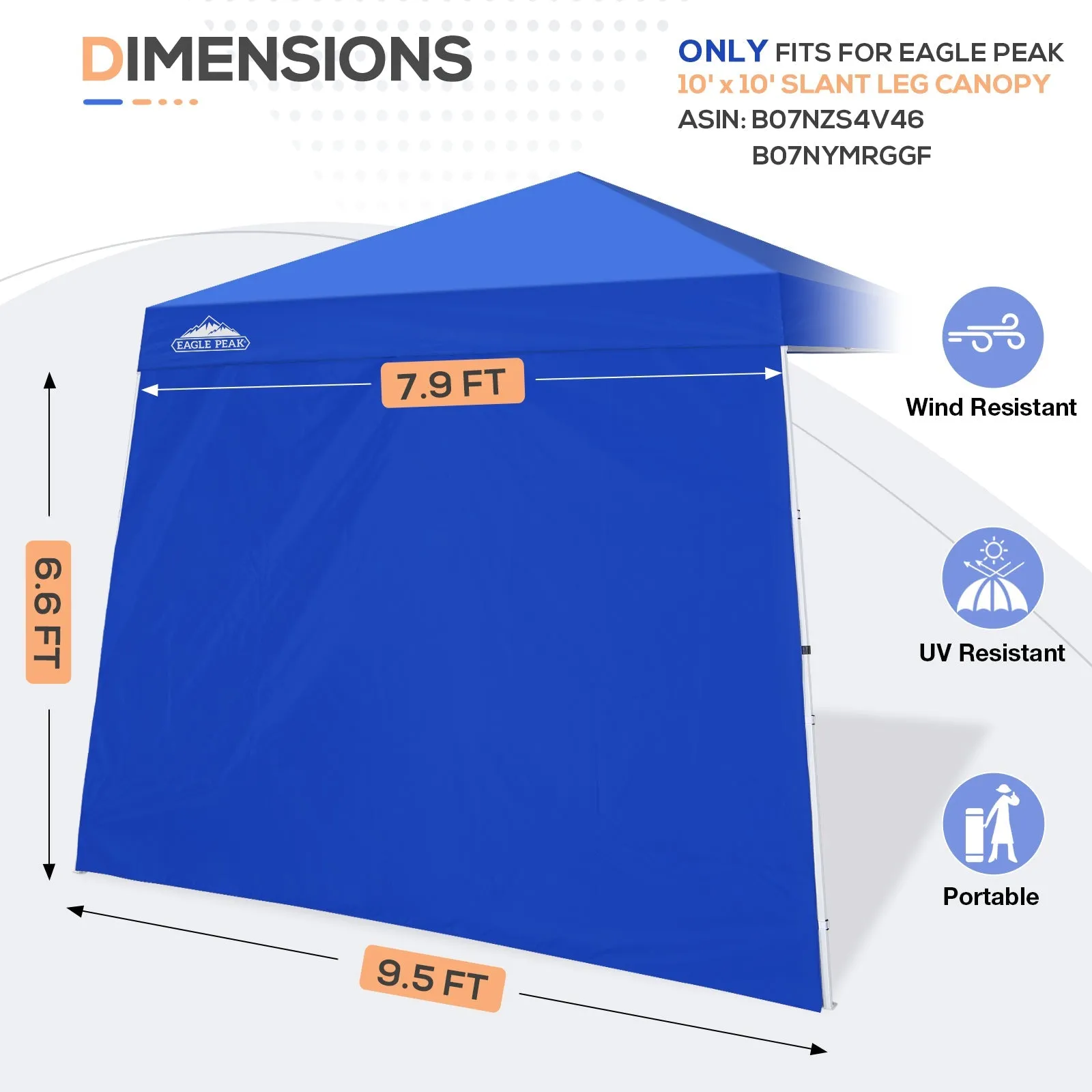 Sunwall / Sidewall for 10x10 Slant Leg Canopy Only, 1 Sidewall