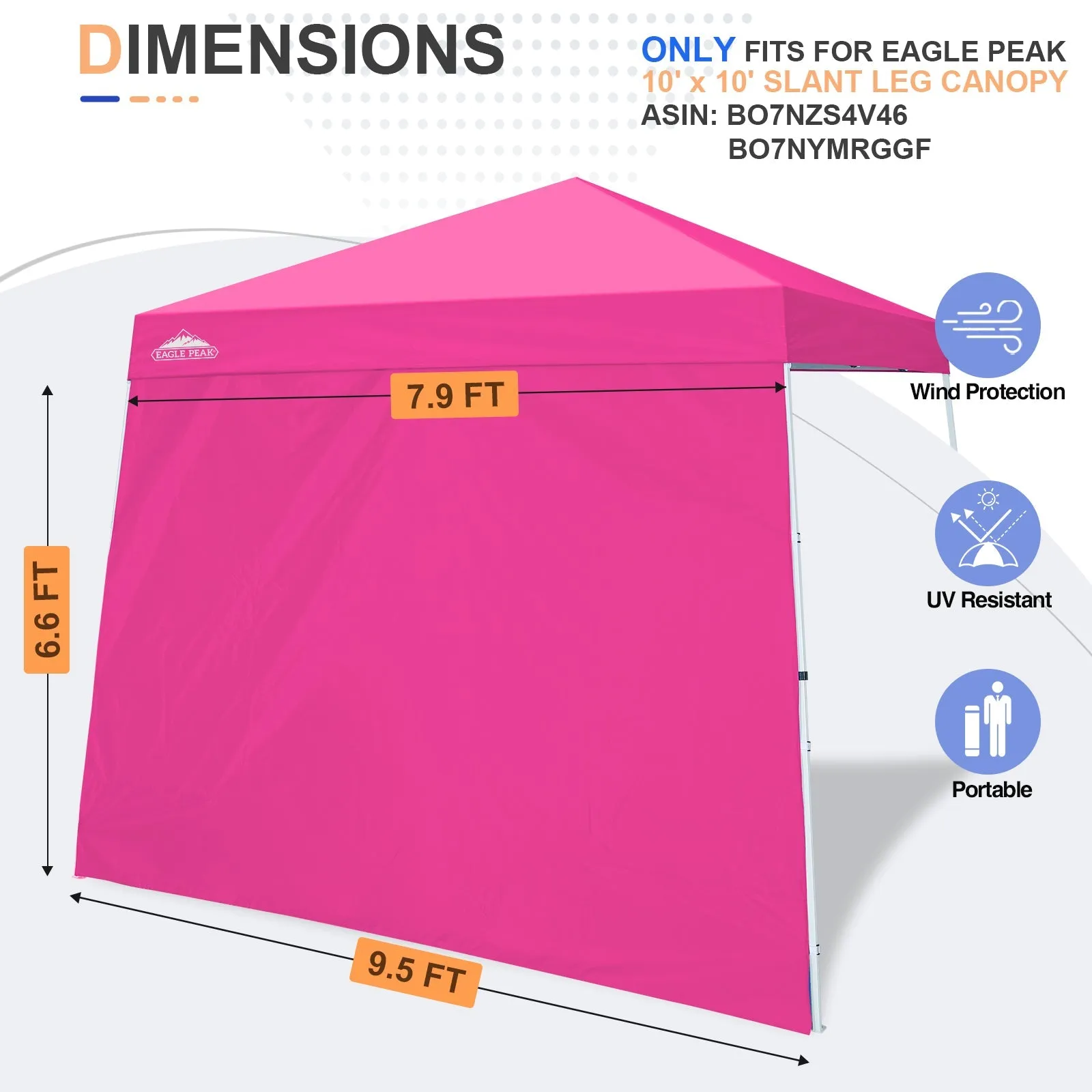 Sunwall / Sidewall for 10x10 Slant Leg Canopy Only, 1 Sidewall