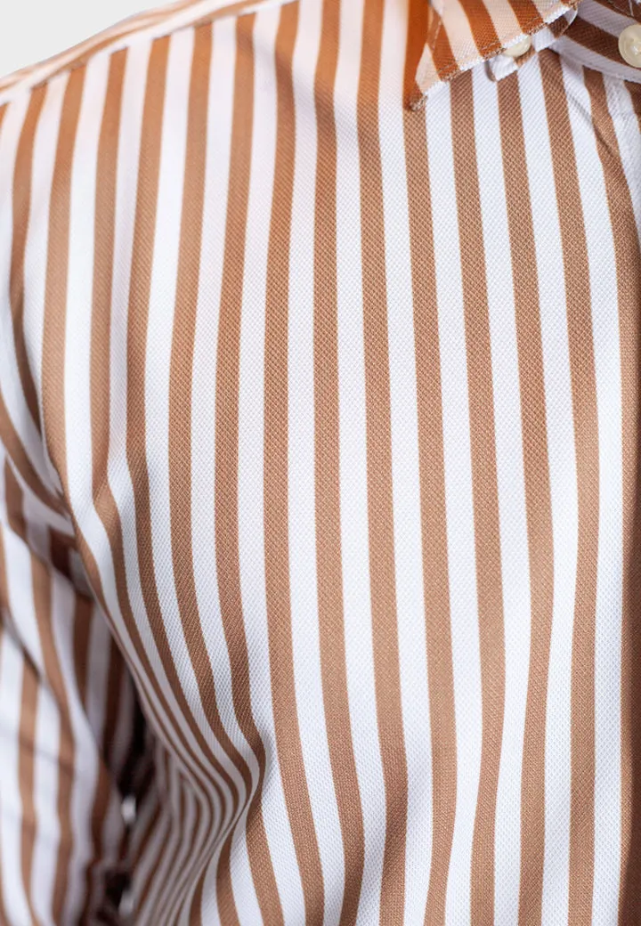 The Go Big Stripe Long Sleeve Tech Shirt Espresso