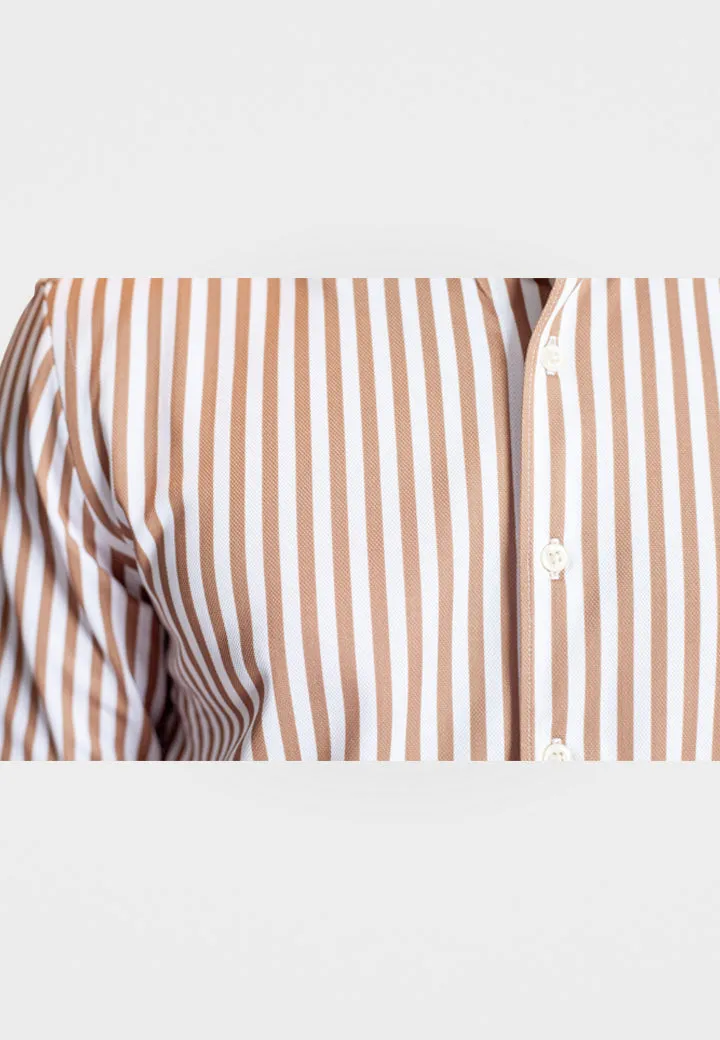 The Go Big Stripe Long Sleeve Tech Shirt Espresso
