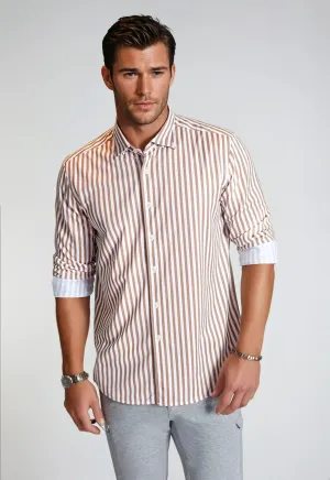 The Go Big Stripe Long Sleeve Tech Shirt Espresso