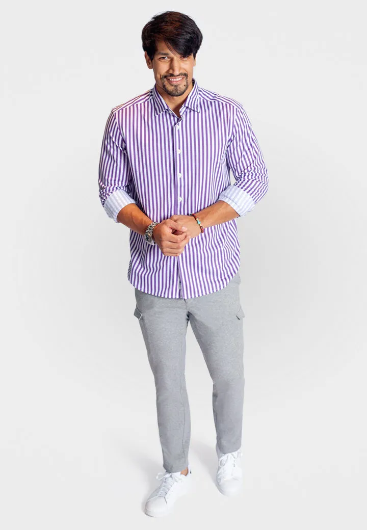 The Go Big Stripe Long Sleeve Tech Shirt Grape