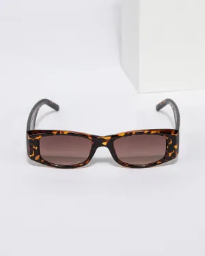 Tortoiseshell Rectangle Thick Framed Sunglasses