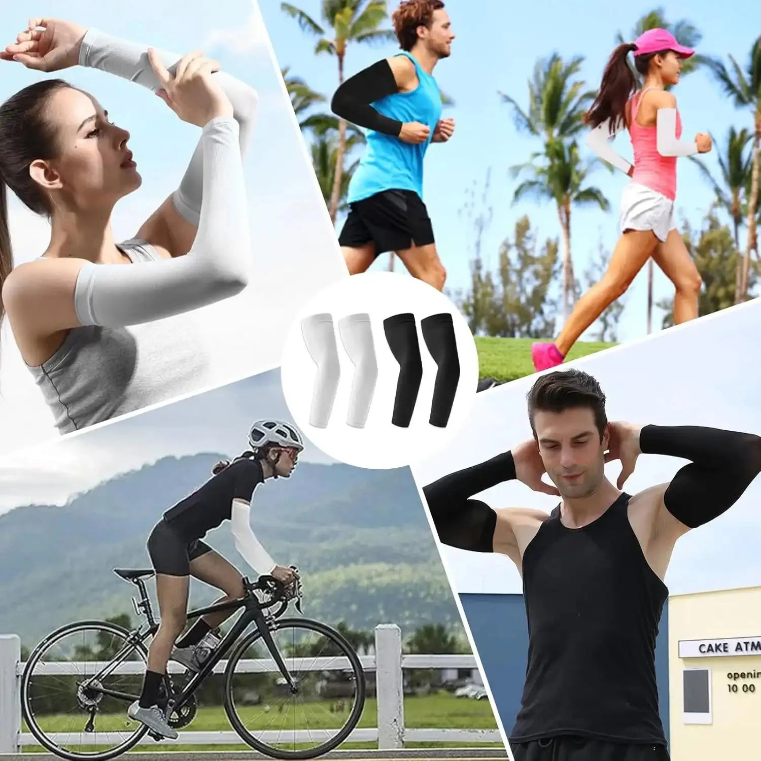 UPF 50  Plus Size Cooling Sleeves for Cycling, Golf, Basketball, Fishing and Driving