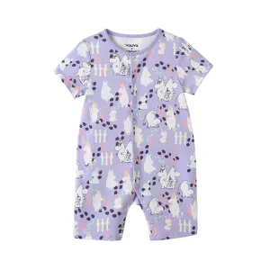 Vauva x Moomin All-over Print Short Sleeves Romper (Purple)