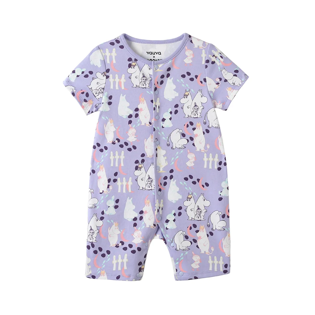 Vauva x Moomin All-over Print Short Sleeves Romper (Purple)