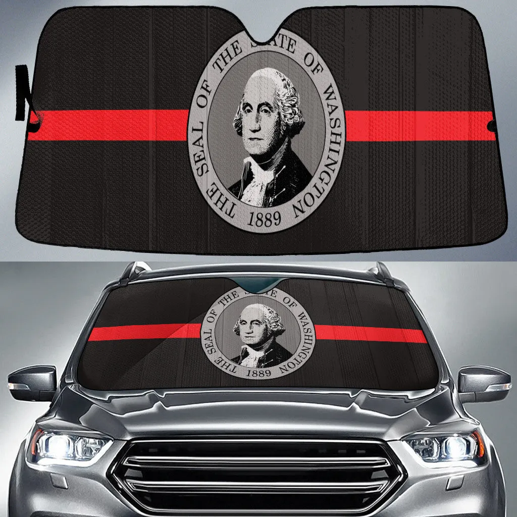 Washington State Flag Thin Red Line Printed Car Sun Shades Cover Auto Windshield Coolspod