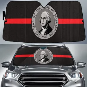 Washington State Flag Thin Red Line Printed Car Sun Shades Cover Auto Windshield Coolspod