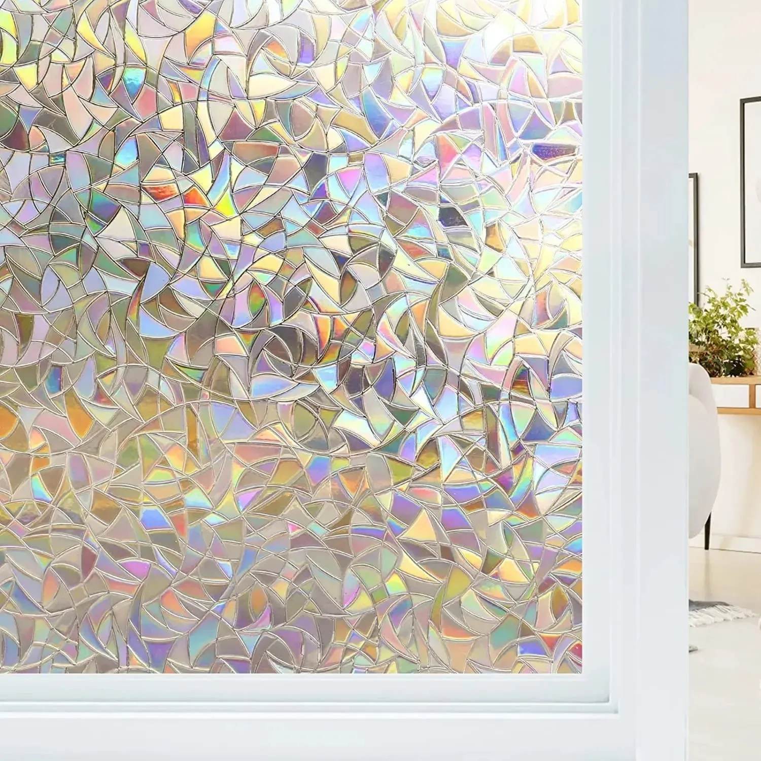 Window Privacy Film Rainbow Static Cling Stained Glass Film