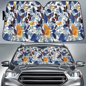 Yellow Amaryllis Flower Over Blue Leaf Car Sun Shades Cover Auto Windshield Coolspod